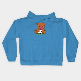 Little Bear soccer player Kids Hoodie